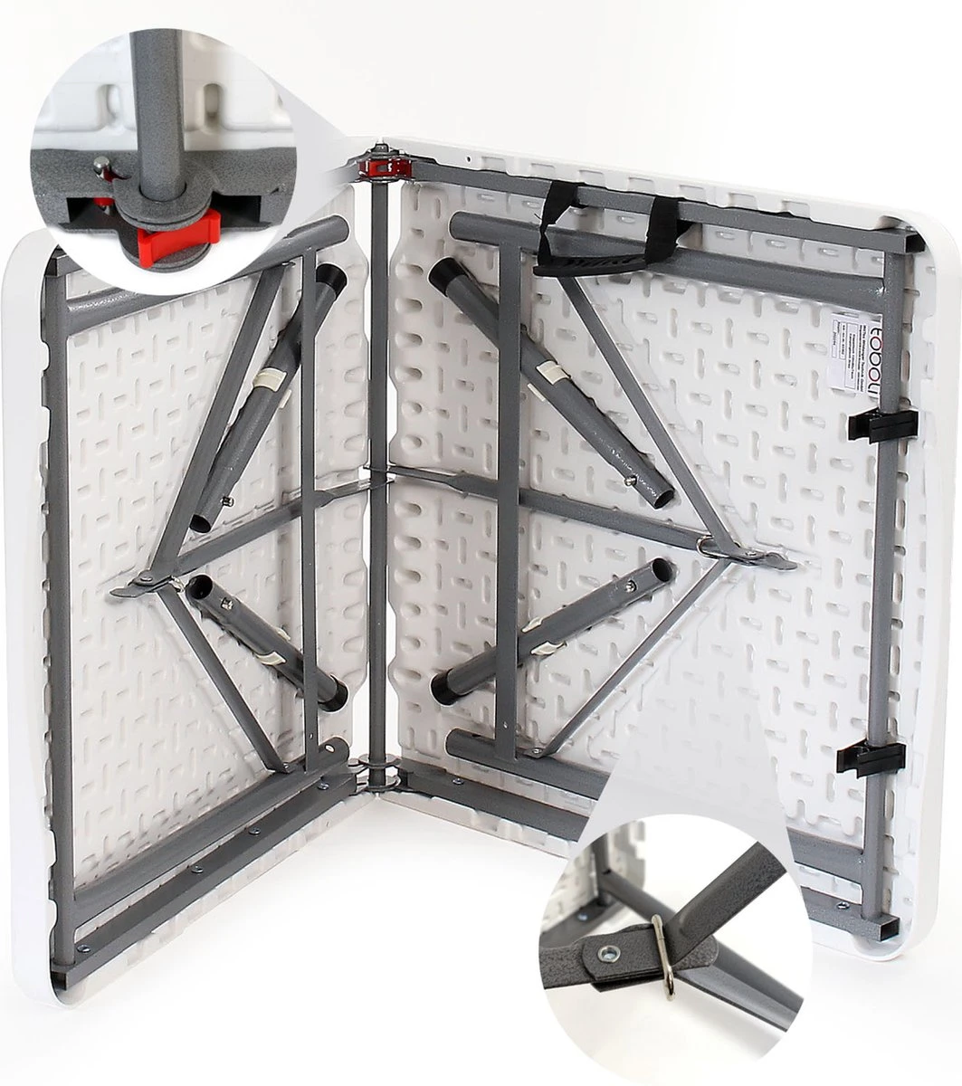 Toboli Klaptafel 120x60x74cm Campingtafel Wit; Bijzettafel, Inklapbare Tafel - Multistrobe 5 Toboli Klaptafel 120x60x74cm Campingtafel Wit; Bijzettafel, Inklapbare Tafel - Multistrobe - Afbeelding 3