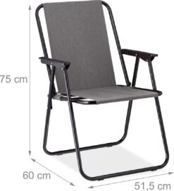 Relaxdays Campingstoel Inklapbaar Set Van 2 - Klapstoel 100 Kg - Visstoel Met Armleuningen - Grijs -Kampeermeubilair 1094x1200