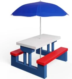 Merkloos Kinder Picknicktafel Met Parasol - Blauw 19 Merkloos Kinder Picknicktafel Met Parasol - Blauw -Kampeermeubilair 1097x1200