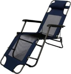 Ligstoel 180x60cm - Opvouwbaar Campingstoel Ligbed Strandstoel Tuinstoel Vouwligstoel Blauw -Kampeermeubilair 1141x1200 1