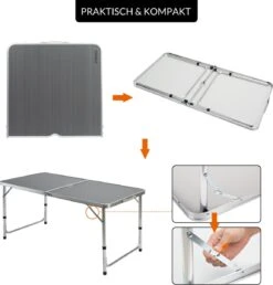 Casaria Campingtafel – Inklapbaar Verstelbaar - 120x60x70 Cm Grijs -Kampeermeubilair 1149x1200