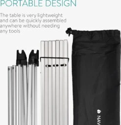 Navaris Campingtafel - Inklapbaar Campingtafeltje Van Aluminium - Opvouwbare Tafel Inclusief Draagtas - Picknicktafel - Zilver 17 Navaris Campingtafel - Inklapbaar Campingtafeltje Van Aluminium - Opvouwbare Tafel Inclusief Draagtas - Picknicktafel - Zilver -Kampeermeubilair 1154x1200