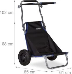 Relaxdays Strandkar Opvouwbaar - Strandstoel Met Zonnedak - Strand Stoel Op Wielen -Kampeermeubilair 1162x1200