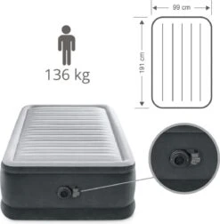 Intex Luchtbed - 1-Persoons - 99 X 191 X 46 Cm - Grijs - Met Ingebouwde Pomp, Hoeslaken Wit En Reparatieset 19 Intex Luchtbed - 1-Persoons - 99 X 191 X 46 Cm - Grijs - Met Ingebouwde Pomp, Hoeslaken Wit En Reparatieset -Kampeermeubilair 1177x1200 5