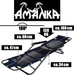 Ligstoel 180x60cm - Opvouwbaar Campingstoel Ligbed Strandstoel Tuinstoel Vouwligstoel Blauw -Kampeermeubilair 1190x1200 1
