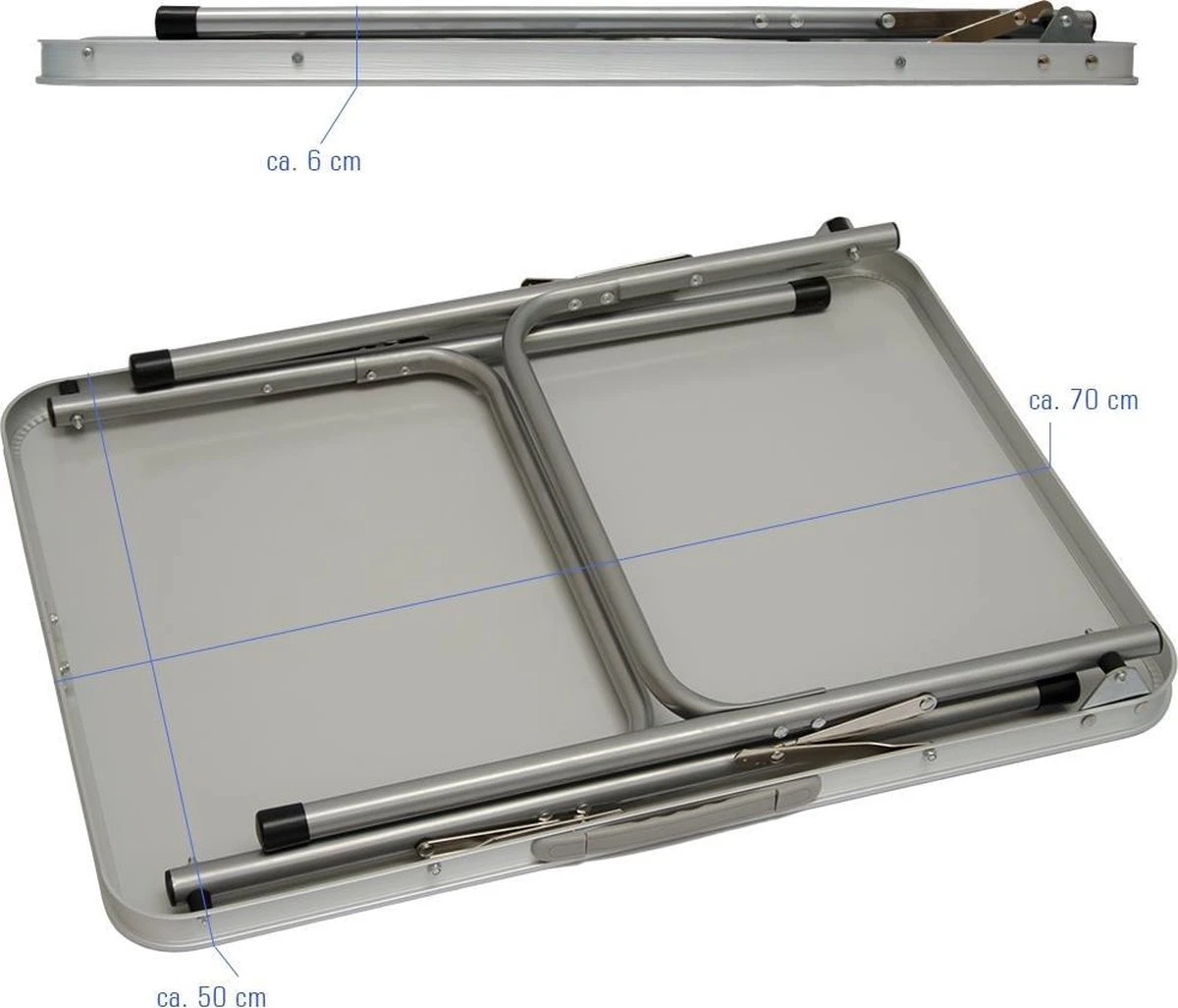 Alu Campingtafel 70x55cm - Inklapbbar Kampeertafel - Picknicktafel Licht Vouwtafel Klaptafel Grijs 9 Alu Campingtafel 70x55cm - Inklapbbar Kampeertafel - Picknicktafel Licht Vouwtafel Klaptafel Grijs - Afbeelding 7