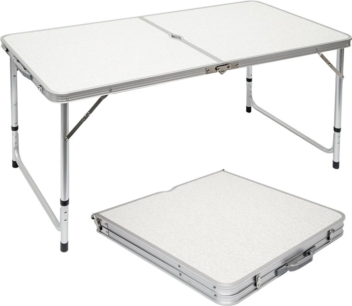 Inklapbare, In Hoogte Verstelbare Campingtafel 120x60x70cm Incl. 4 Inklapbare Krukken Campingtafel S 4 Inklapbare, In Hoogte Verstelbare Campingtafel 120x60x70cm Incl. 4 Inklapbare Krukken Campingtafel S - Afbeelding 2