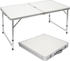 Kampeermeubilair 35 Aluminium Kampeertafel 120x60cm - Campingtafel Inklapbaar - 3-voudig Verstelbare Vouwtafel Grijs