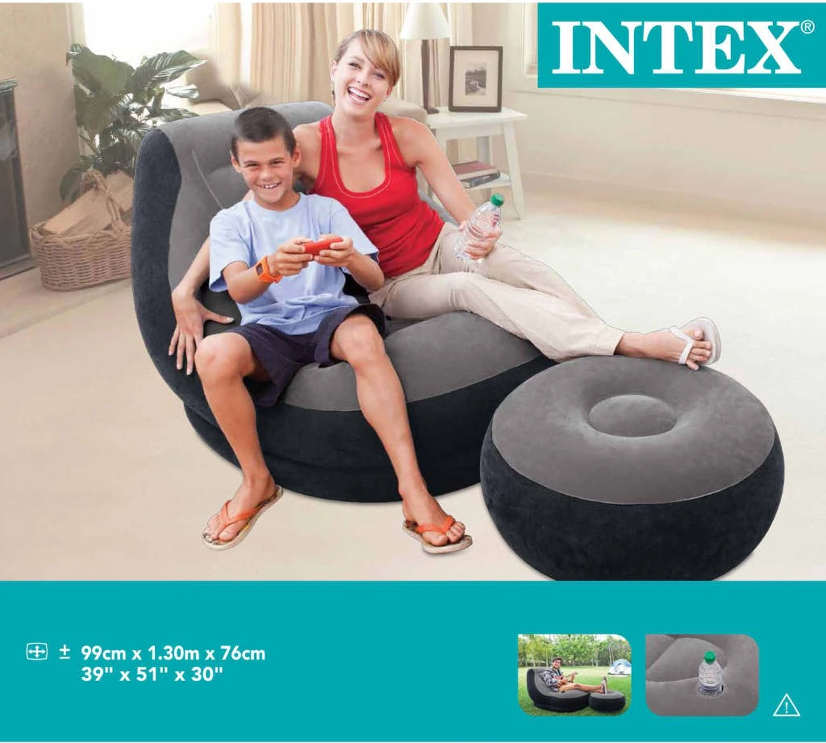 Intex Lounge Stoel - Ultra Lounge - Opblaasbaar - Grijs/zwart 10 Intex Lounge Stoel - Ultra Lounge - Opblaasbaar - Grijs/zwart - Afbeelding 8