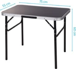 Redcliffs Campingtafel Zwart - 75 X 55 X 25/60cm -Kampeermeubilair 1200x1083