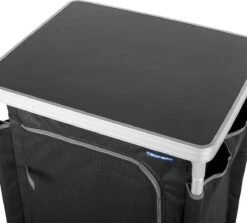 Campart Campingkast CU-0719 – Opvouwbaar En Verstelbaar - 4 Verstelbare Poten - 3 Lagen - Aluminium Frame - Grijs -Kampeermeubilair 1200x1084