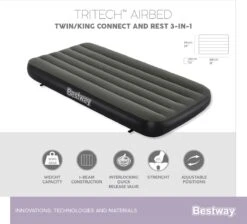 Bestway 3-in-1 Luchtbed - Connect - Zwart - 188x99cm - PVC/Polyester - Single, Double Single En Twin Opblaasbed - Tritech Materiaal - I-Beam Constructie 36 Bestway 3-in-1 Luchtbed - Connect - Zwart - 188x99cm - PVC/Polyester - Single, Double Single En Twin Opblaasbed - Tritech Materiaal - I-Beam Constructie -Kampeermeubilair 1200x1090 1
