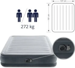 Intex Luchtbed - Twijfelaar - 137 X 191 X 33 Cm - Grijs - Met Ingebouwde Pomp, Hoeslaken Antraciet En Reparatieset 15 Intex Luchtbed - Twijfelaar - 137 X 191 X 33 Cm - Grijs - Met Ingebouwde Pomp, Hoeslaken Antraciet En Reparatieset -Kampeermeubilair 1200x1100