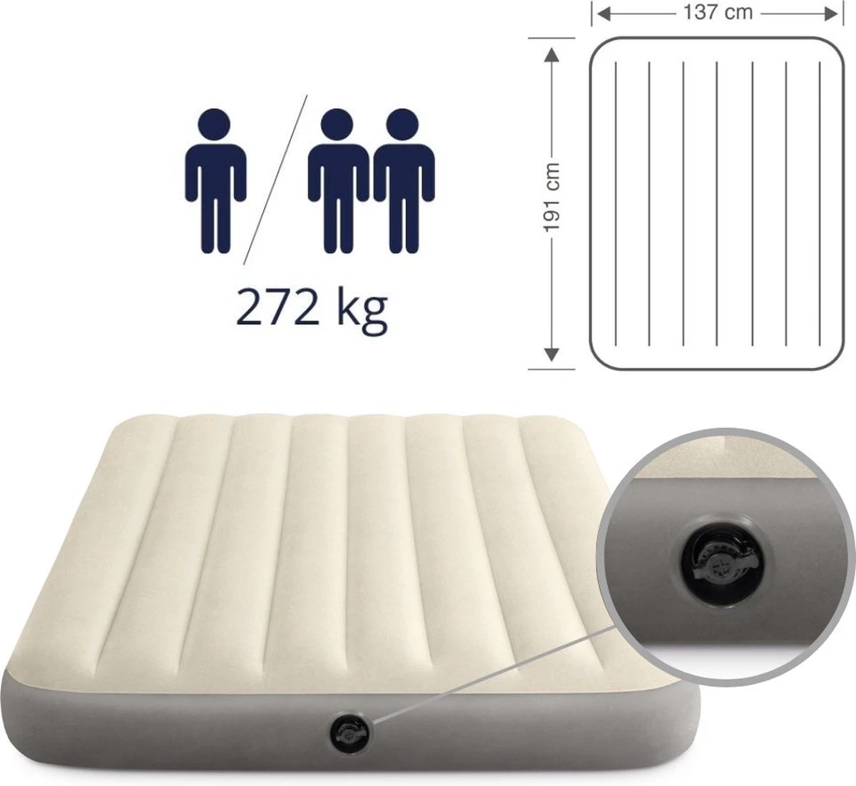 Intex Luchtbedset Intex Luchtbed - Twijfelaar - 137 X 191 X 25 Cm - Beige + Intex Elektrische Pomp - 650 Liter/min + Hoeslaken Zwart + Reparatieset 7 Intex Luchtbedset Intex Luchtbed - Twijfelaar - 137 X 191 X 25 Cm - Beige + Intex Elektrische Pomp - 650 Liter/min + Hoeslaken Zwart + Reparatieset - Afbeelding 5