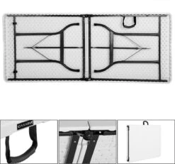 Casaria Tuintafel Opvouwbaar – Met Draaggreep 220x70 Cm – Wit -Kampeermeubilair 1200x1121 1