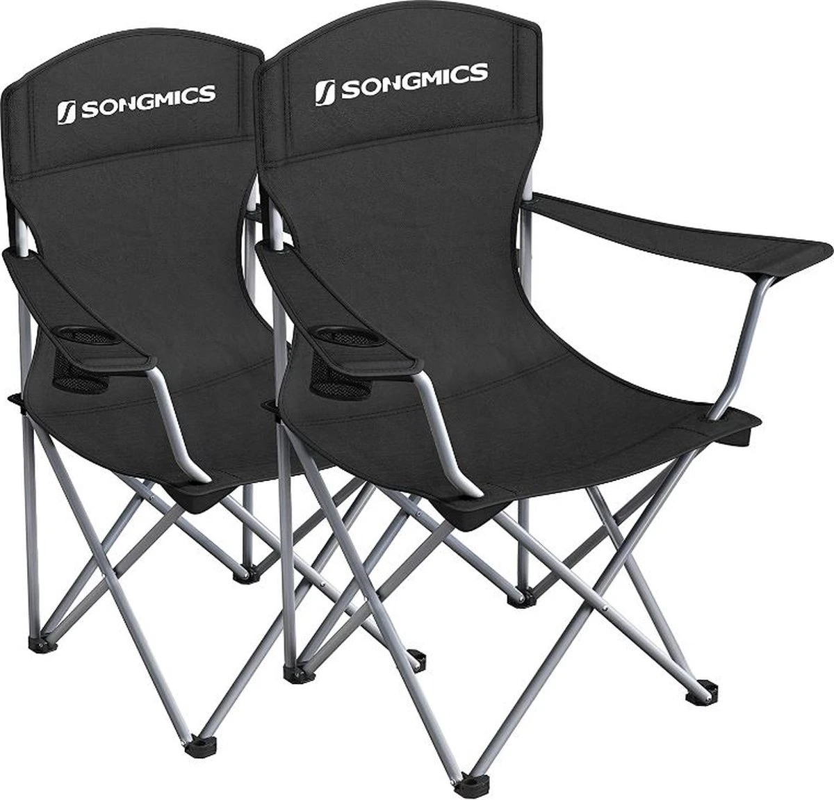 MIRA Home - Campingstoel Set Van 2 Inklapbaar - Klapstoel Met Robuust Frame - Met Flessenhouder - 76 X 51.5 X 95.5 Cm - Zwart 3 MIRA Home - Campingstoel Set Van 2 Inklapbaar - Klapstoel Met Robuust Frame - Met Flessenhouder - 76 X 51.5 X 95.5 Cm - Zwart