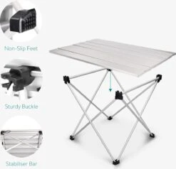 Navaris Campingtafel - Inklapbaar Campingtafeltje Van Aluminium - Opvouwbare Tafel Inclusief Draagtas - Picknicktafel - Zilver 14 Navaris Campingtafel - Inklapbaar Campingtafeltje Van Aluminium - Opvouwbare Tafel Inclusief Draagtas - Picknicktafel - Zilver -Kampeermeubilair 1200x1156