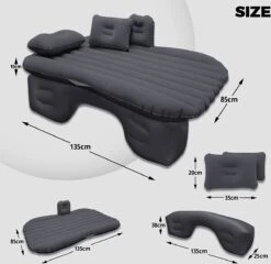 Opblaasbaar Matras Voor In De Auto, Opblaasbaar Bed, Opvouwbaar, Comfortabele Autostoel, Automatras Met Elektrische Luchtpomp En 3 Adapters, 2 Kussens En Draagtas, Voor Camping, Reizen (zwart) -Kampeermeubilair 1200x1166 6