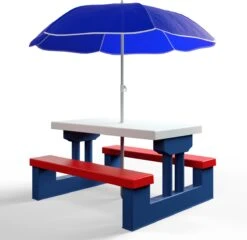 Merkloos Kinder Picknicktafel Met Parasol - Blauw 18 Merkloos Kinder Picknicktafel Met Parasol - Blauw -Kampeermeubilair 1200x1167