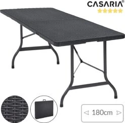 Casaria Tuintafel Opvouwbaar – Met Draaggreep 180x75 Cm – Zwart -Kampeermeubilair 1200x1180