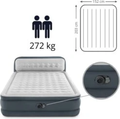Intex 64448 - Queen Deluxe Ultra-Plush Zelfopblazend 2-persoons Luchtbed Met Hoofdboord (203x152x46cm) -Kampeermeubilair 1200x1183 1