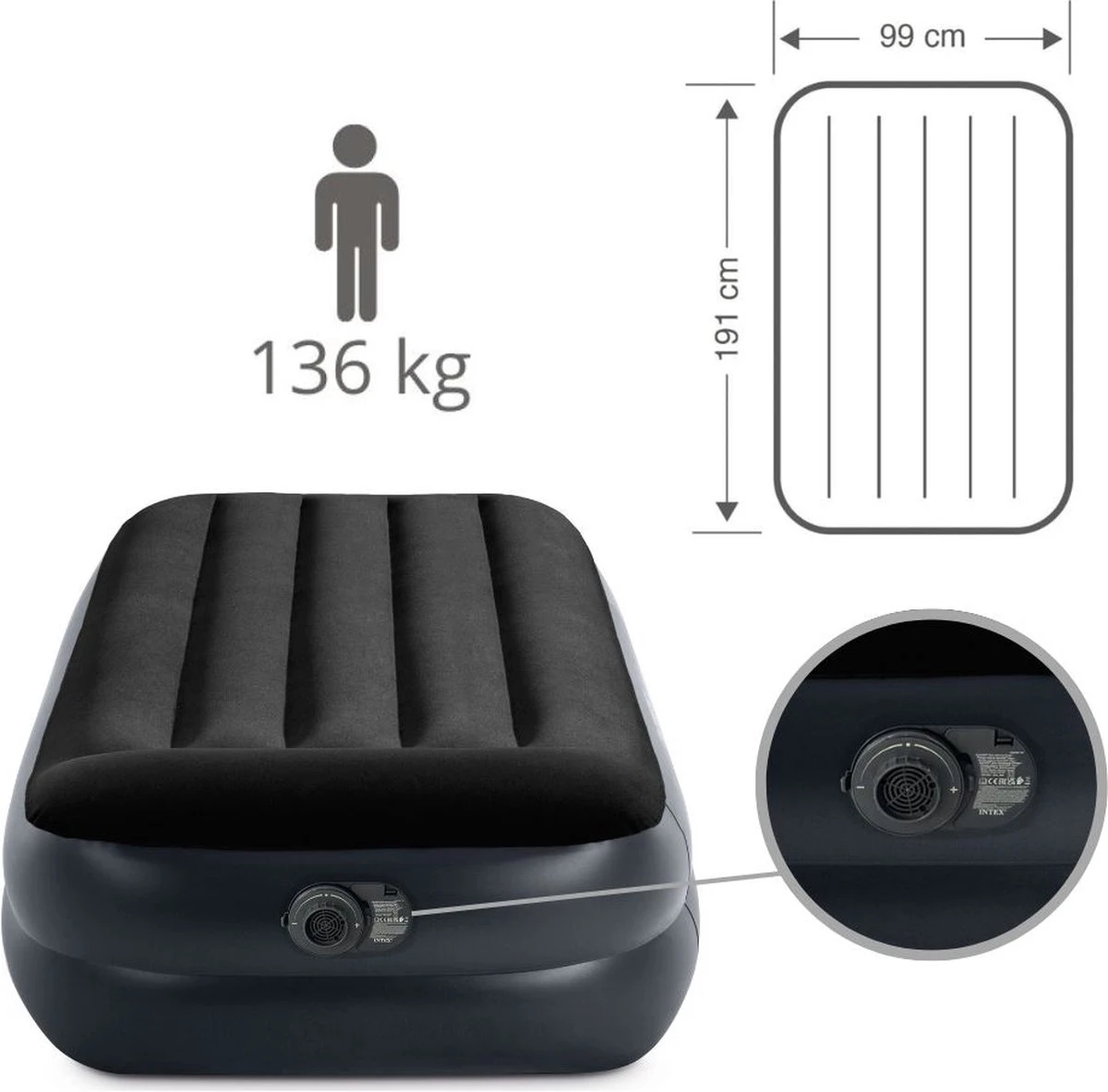 Intex Pillow Twin Luchtbed 1-persoons 99x191x42 Cm 12 Intex Pillow Twin Luchtbed 1-persoons 99x191x42 Cm - Afbeelding 10