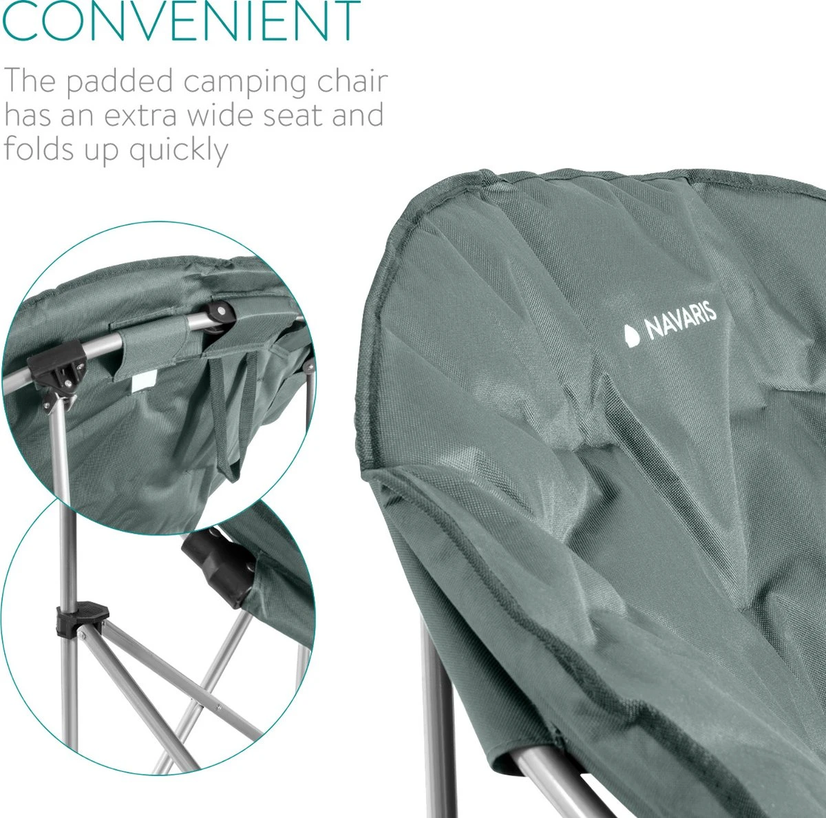 Navaris Klapstoel XXL - Campingstoel Met Opbergtas - Draagbare Stoel Voor Kamperen, Festivals En Vissen -Strandstoel - Inklapbaar - Grijs 8 Navaris Klapstoel XXL - Campingstoel Met Opbergtas - Draagbare Stoel Voor Kamperen, Festivals En Vissen -Strandstoel - Inklapbaar - Grijs - Afbeelding 6