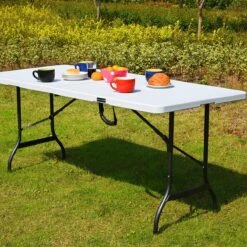 Casaria Tuintafel Opvouwbaar – Met Draaggreep 220x70 Cm – Wit -Kampeermeubilair 1200x1200 15