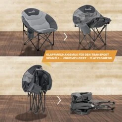 Skandika Moonchair Sirkka – Campingstoelen – Klapstoel – Vouwstoel – Kampeerstoel - Grote, Comfortabele, Campingstoel Opvouwbaar, Gepolsterd, Koelvak, Drinkhouder, Draaggreep En Draagtas, Antislipvoetjes - Max. 150 Kg – Zwart/grijs -Kampeermeubilair 1200x1200 157