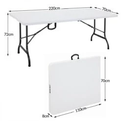 Casaria Tuintafel Opvouwbaar – Met Draaggreep 220x70 Cm – Wit -Kampeermeubilair 1200x1200 17