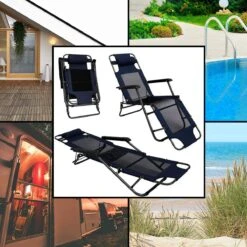 Ligstoel 180x60cm - Opvouwbaar Campingstoel Ligbed Strandstoel Tuinstoel Vouwligstoel Blauw -Kampeermeubilair 1200x1200 222