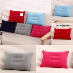 Reiskussen - Opblaasbaar Kampeer Kussen – Hippyfy – Strand Kussen - Zachte Lounge Kussen - Festival Kussen – Picknick Kussen - Vliegtuig Kussen – Hoofdkussentje - Kamperen – Op Reis – Opblaasbare Kussentje – Donker Roze -Kampeermeubilair 1200x1200 388