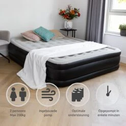 BluMill Luchtbed - 2-persoons - Ingebouwde Pomp - 203x152x36 Cm - Duurzame Keuze -Kampeermeubilair 1200x1200 427