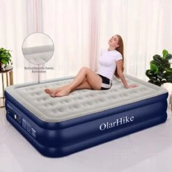 OlarHike Queen Size Luchtmatras Met Geïntegreerde Elektrische Pomp, Zelfopblazend Luchtbed, Voor 2 Personen, Premium Gastenbed, Opblaasbaar Matras Voor Camping Of Thuisgebruik, 203 X 152 X 46 Cm -Kampeermeubilair 1200x1200 538