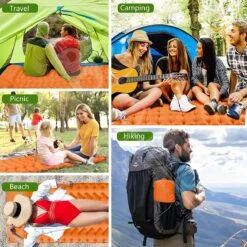 LVNRIDS Isomat, Zelfopblazend, Ultralicht, Luchtmatras, Camping, Zelfopblaasbaar, Opblaasbaar Matras, 3,9 Inch Dik, Met Voetperspomp En Kussen, Voor Camping, Reizen, Outdoor, Wandelen, Strand, Oranje -Kampeermeubilair 1200x1200 544
