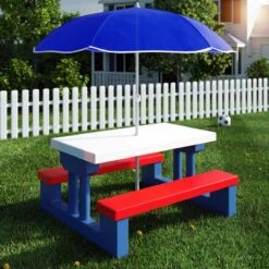 Merkloos Kinder Picknicktafel Met Parasol - Blauw 20 Merkloos Kinder Picknicktafel Met Parasol - Blauw -Kampeermeubilair 1200x1200 61