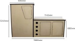 Camper Keuken MDF - Linkerkant EU - Inclusief Kledingstang + Wijnrek - Onbewerkt - Inbouw Kasten Inrichting Kampeerauto Caravan -Kampeermeubilair 1200x663