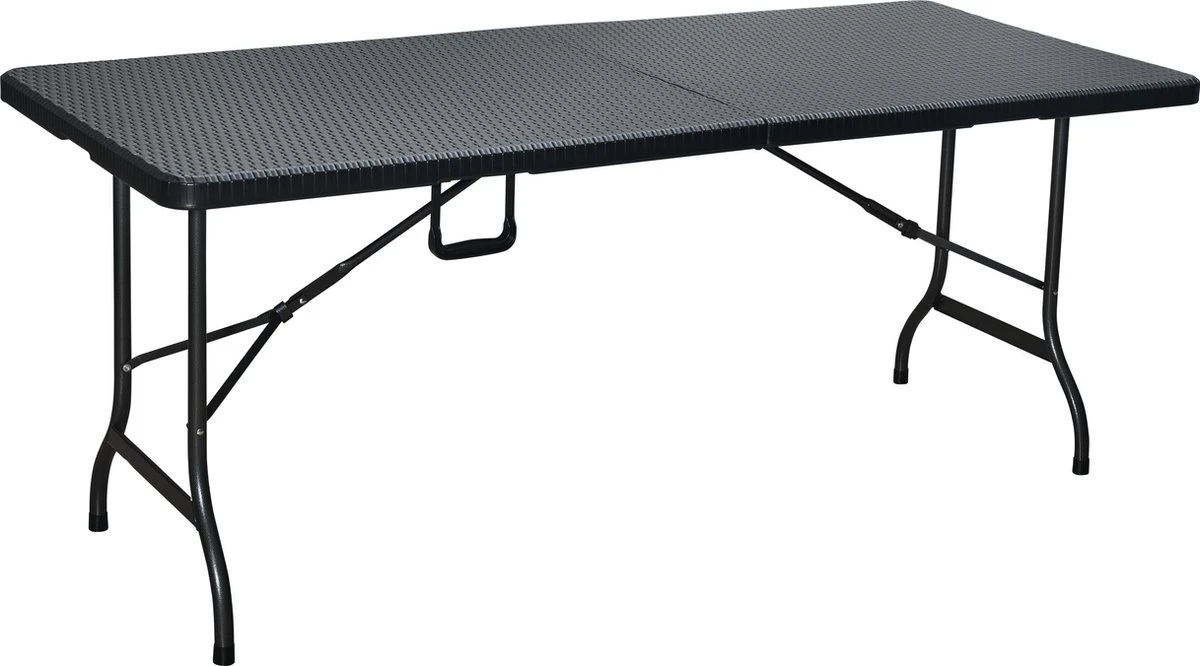 ERRO Vouwtafel - Wickerlook - 180x74cm - Zwart 3 ERRO Vouwtafel - Wickerlook - 180x74cm - Zwart