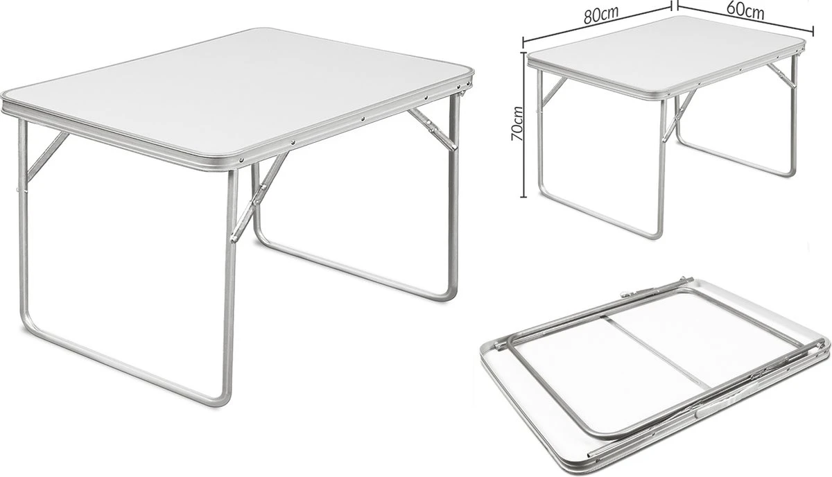 Merkloos Aluminium Inklapbare Tuintafel - Campingtafel - 80x60x68 Cm 10 Merkloos Aluminium Inklapbare Tuintafel - Campingtafel - 80x60x68 Cm - Afbeelding 8