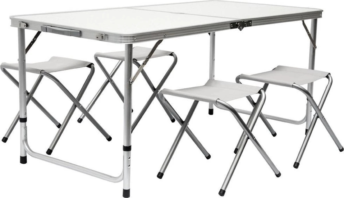 Inklapbare, In Hoogte Verstelbare Campingtafel 120x60x70cm Incl. 4 Inklapbare Krukken Campingtafel S 3 Inklapbare, In Hoogte Verstelbare Campingtafel 120x60x70cm Incl. 4 Inklapbare Krukken Campingtafel S