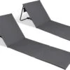 Set Van 2 Strandmatten Met Verstelbare Rugleuning - Gevuld Met Comfortschuim, Ultralicht En Opvouwbaar Om Ruimte Te Besparen – Grijs -Kampeermeubilair 1200x718 2