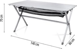 Campart Campingtafel XL TA-0806 - Opvouwbaar, Lichtgewicht En Met Verstelbare Poten - Kampeertafel Inklapbaar Inclusief Opbergtas - 140 X 80 X 70 Cm - Wit -Kampeermeubilair 1200x756