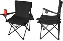 Campingstoel Vouwstoel Visstoel - Zwart - Draaggewicht 100kg -Kampeermeubilair 1200x783