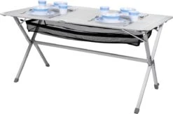 Campart Campingtafel XL TA-0806 - Opvouwbaar, Lichtgewicht En Met Verstelbare Poten - Kampeertafel Inklapbaar Inclusief Opbergtas - 140 X 80 X 70 Cm - Wit -Kampeermeubilair 1200x793