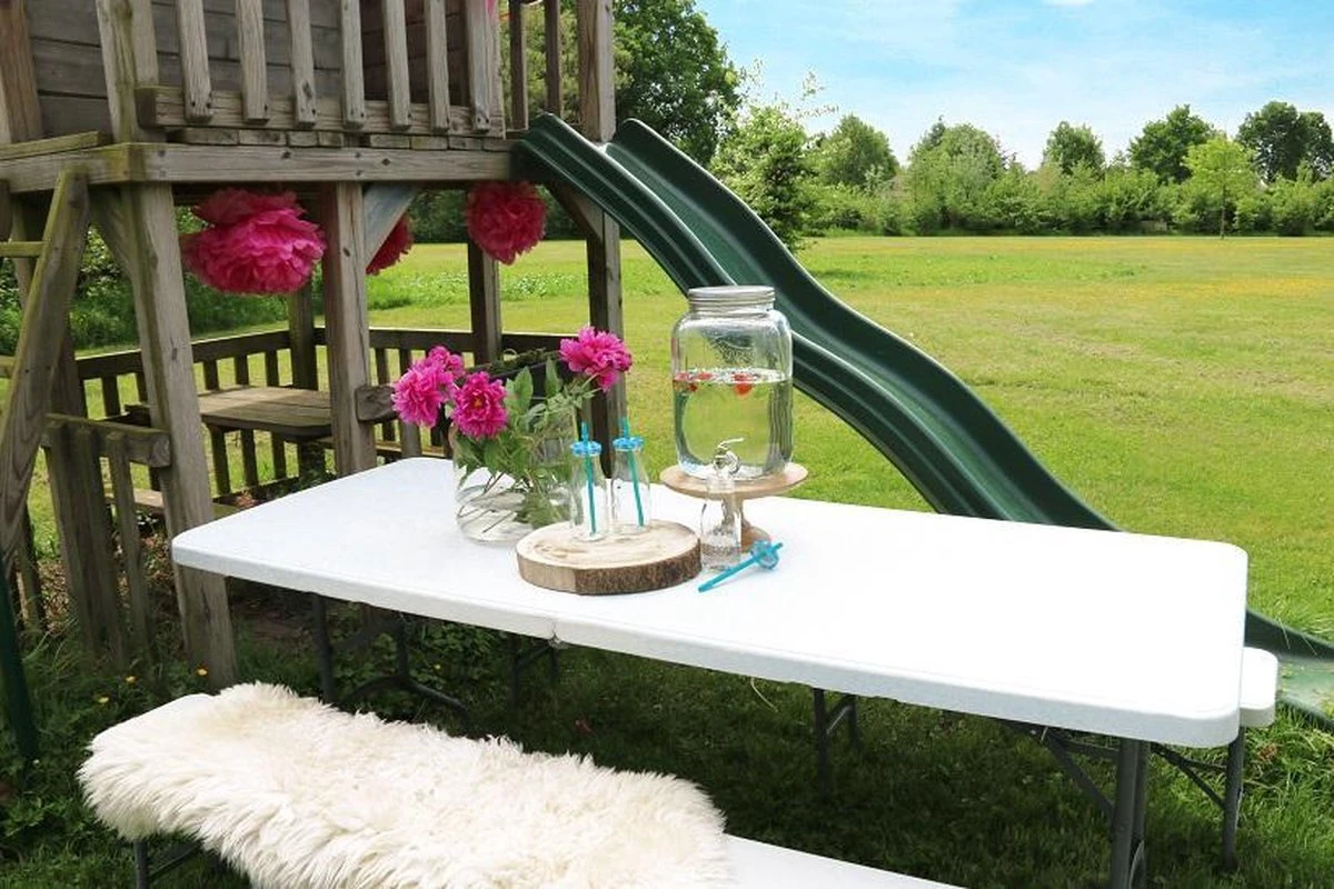 ERRO Campingtafel - Vouwtafel - 180x74x72 Cm - Wit - Voor 8 Personen 6 ERRO Campingtafel - Vouwtafel - 180x74x72 Cm - Wit - Voor 8 Personen - Afbeelding 4