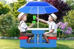 Merkloos Kinder Picknicktafel Met Parasol - Blauw 17 Merkloos Kinder Picknicktafel Met Parasol - Blauw -Kampeermeubilair 1200x800 4