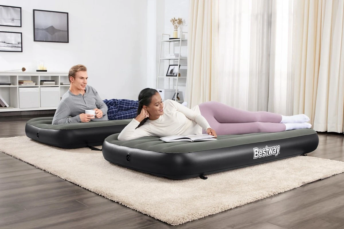 Bestway 3-in-1 Luchtbed - Connect - Zwart - 188x99cm - PVC/Polyester - Single, Double Single En Twin Opblaasbed - Tritech Materiaal - I-Beam Constructie 22 Bestway 3-in-1 Luchtbed - Connect - Zwart - 188x99cm - PVC/Polyester - Single, Double Single En Twin Opblaasbed - Tritech Materiaal - I-Beam Constructie - Afbeelding 20
