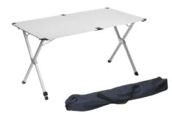 Campart Campingtafel XL TA-0806 - Opvouwbaar, Lichtgewicht En Met Verstelbare Poten - Kampeertafel Inklapbaar Inclusief Opbergtas - 140 X 80 X 70 Cm - Wit -Kampeermeubilair 1200x802