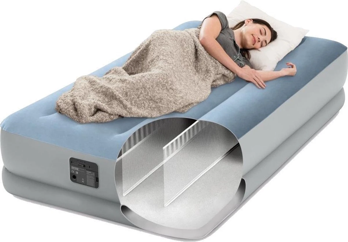 Intex 64166NP Raised Comfort Luchtbed 191x99x36 Cm Lichtblauw/Grijs 5 Intex 64166NP Raised Comfort Luchtbed 191x99x36 Cm Lichtblauw/Grijs - Afbeelding 3