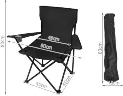 Campingstoel Vouwstoel Visstoel - Zwart - Draaggewicht 100kg -Kampeermeubilair 1200x936